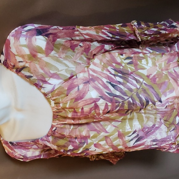 Lucky Plum Fern Print Blouse Size M - Picture 2 of 13